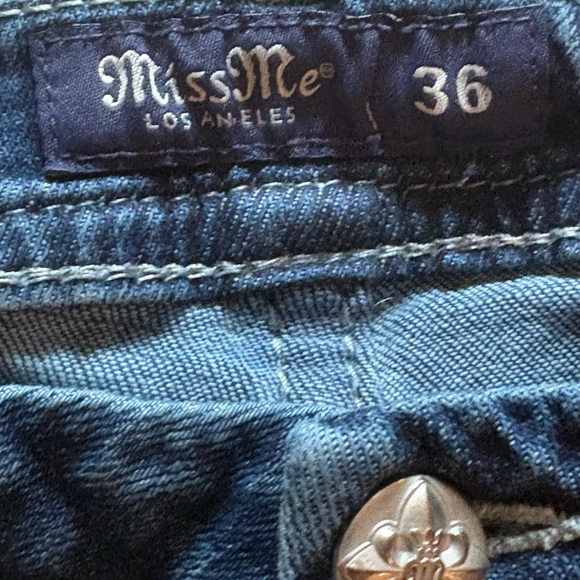 Miss Me Western Mid Rise Flare Jeans Longhorn Horseshoe Turquoise Size 36 - Picture 6 of 13